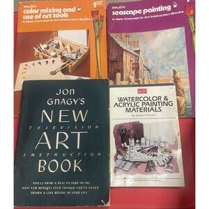 Painting Instructional Book Lot Seascape Watercolor Art Tools Jon Gnagy 4 Books
